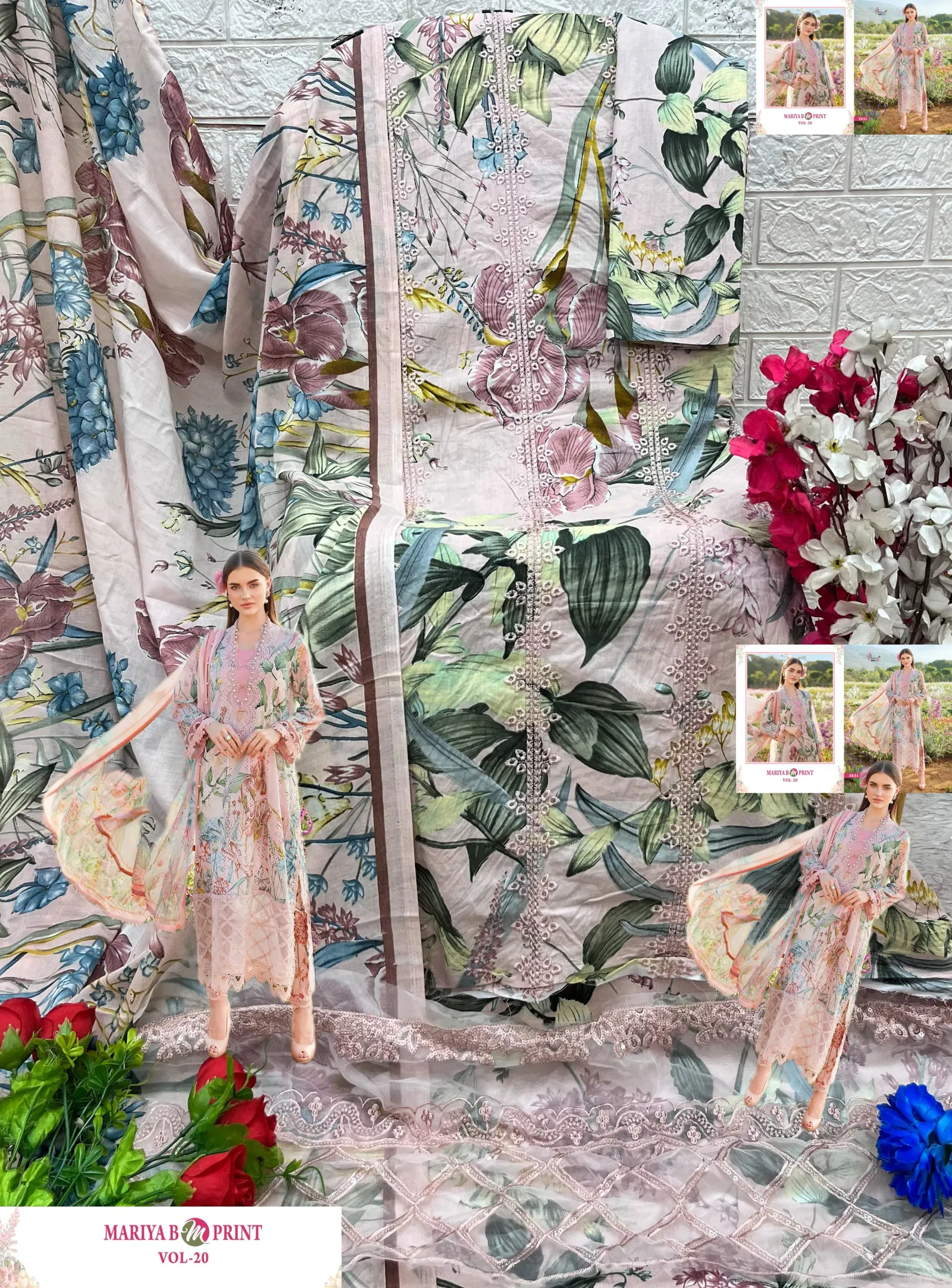 Mariya B M Print Vol 20 By Shree Embroidery Cotton Pakistani Suits Online Wholesale